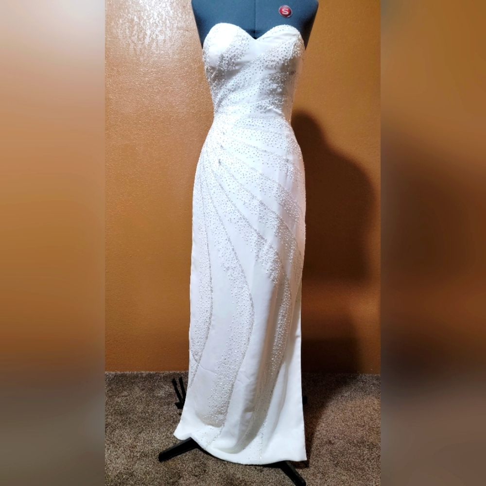 Double slit formal length pagent dress